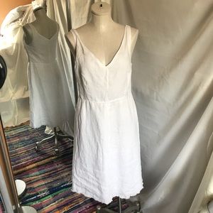 J. Crew White Linen Sleeveless Midi Dress